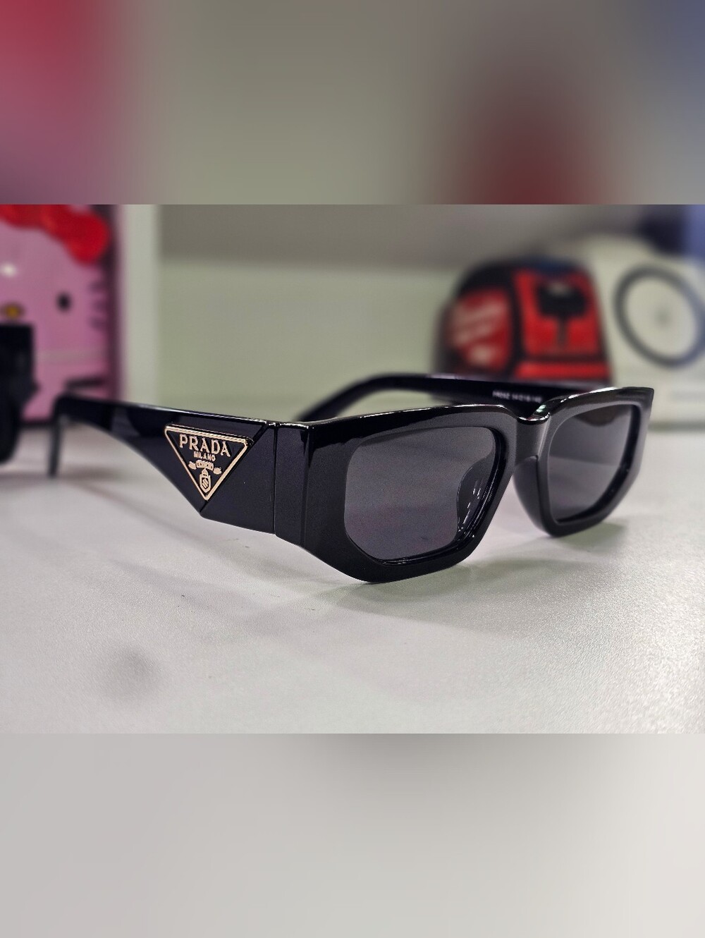 Prada Sunglasses Shiny Black/ Black lenses, Big 142 mm Frame Width Unisex